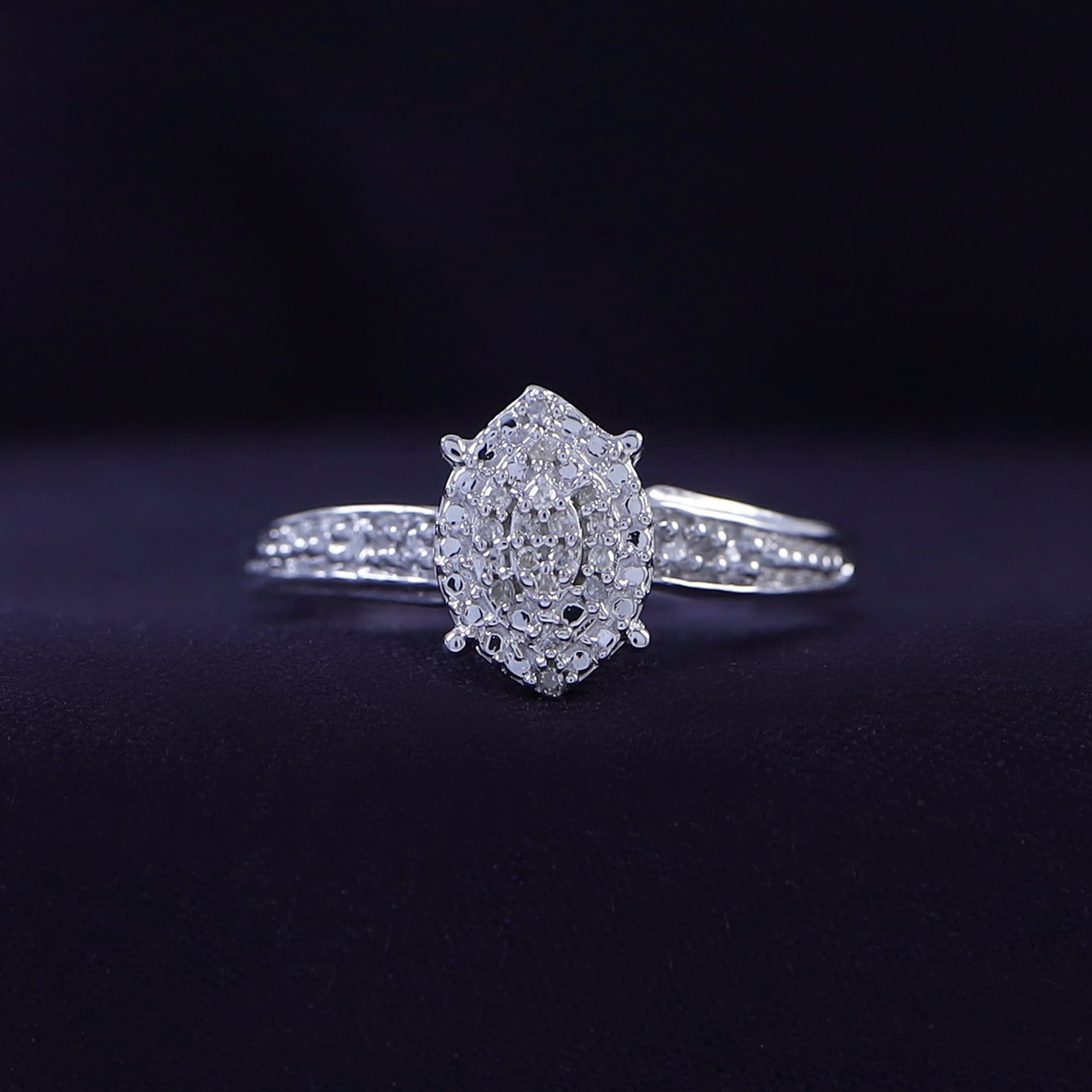 AFFY 14K White Gold over Sterling Silver 0.03CT Natural Diamond Cluster Ring Jewelry for Womens-4 - Image 3