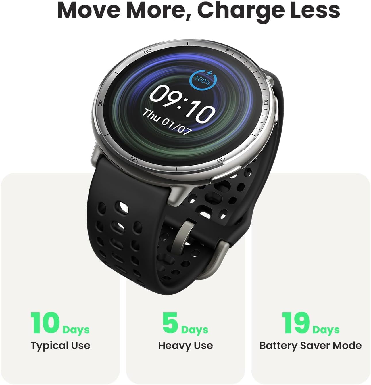 Amazfit Active 2 Smart Watch 44mm, GPS Maps with Direction, Fitness Tracker, 10 Day Battery, Sleep Monitor, 160+ Sport Modes, Water Resistant, for Android & Apple iPhone, Black Leather - Image 3