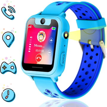 LNGOOR Kids smartwatch, Kids GPS Watch Gifts for 4-8 Year Old Girls Touchscreen Camera Game Compatible with 2G T-Mobile Birthday Gift for Kids(S6-Blue)