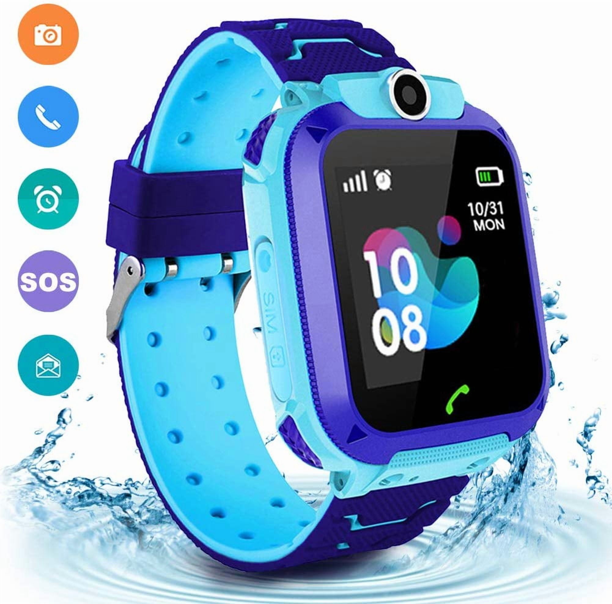 Amerteer Kids Waterproof Smart Watch Phone, AGPS Tracker Touchscreen Anti-Lost Smartwatch SOS Alarm Clock Camera Smart Watch Christmas Birthday Gifts for 3-12 Boy Girls
