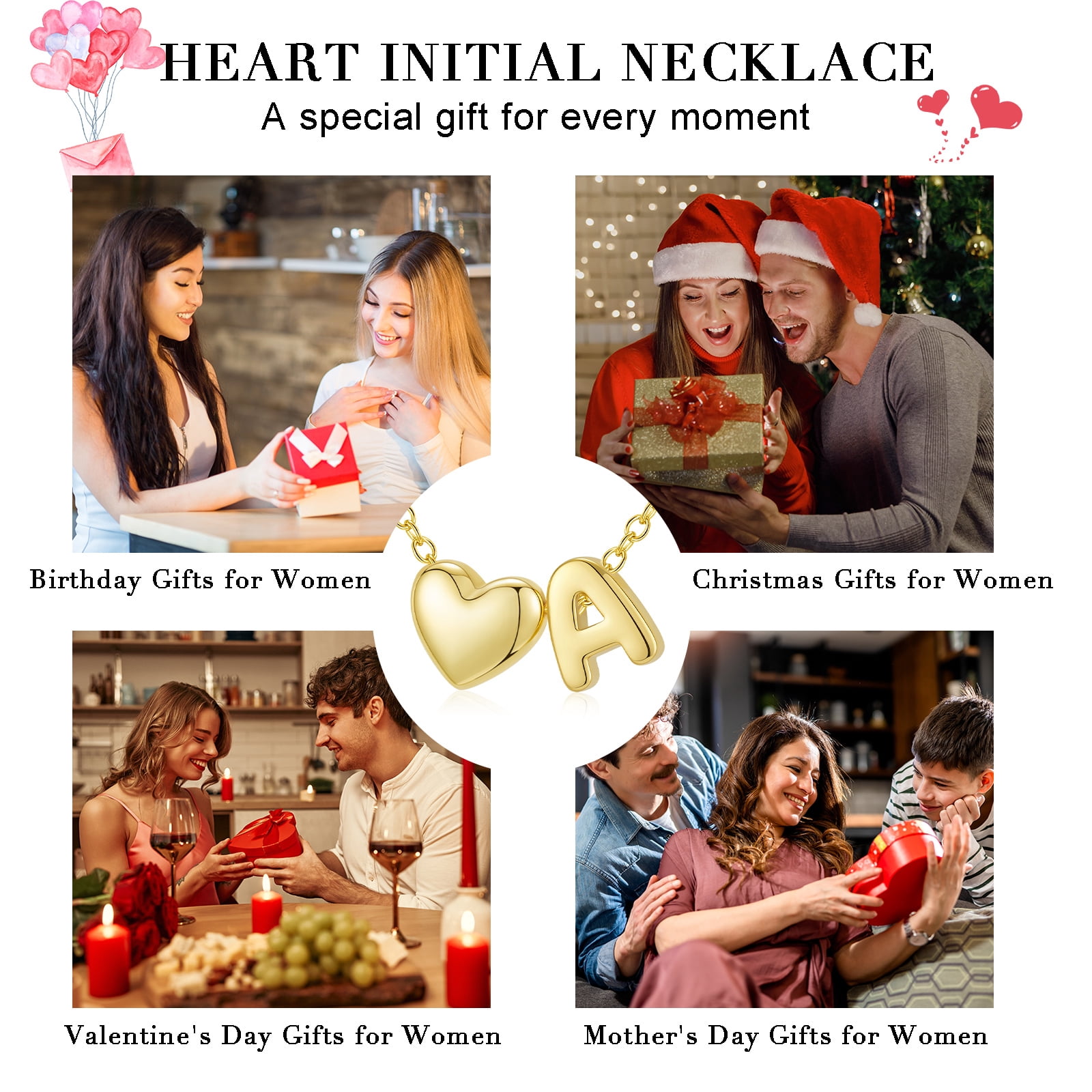 APSVO 18K Gold Plated Love Heart Initial Necklaces for Women Girls Letter A Pendant Chain Birthday Graduation Jewelry Gifts Teen Mom Her Wife Kids Female Lady Daughter Age Ideas - Image 2