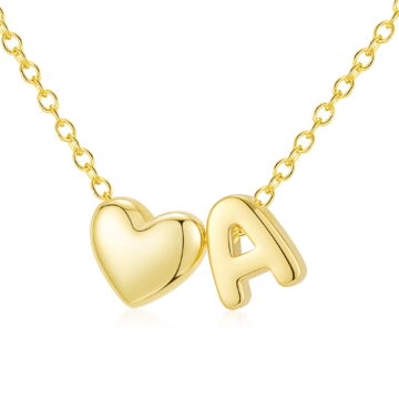 APSVO 18K Gold Plated Love Heart Initial Necklaces for Women Girls Letter A Pendant Chain Birthday Graduation Jewelry Gifts Teen Mom Her Wife Kids Female Lady Daughter Age Ideas