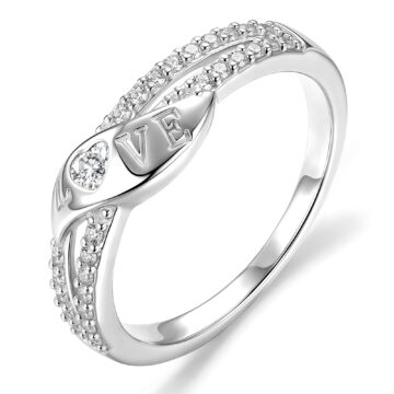 APSVO S925 Sterling Silver Plated Love Heart Rings for Women CZ Eternity Promise Wedding Band Engagement Rings Birthday Mothers Day Jewelry Gifts Her Mom Girlfriend Wife Adults Teen Ideas