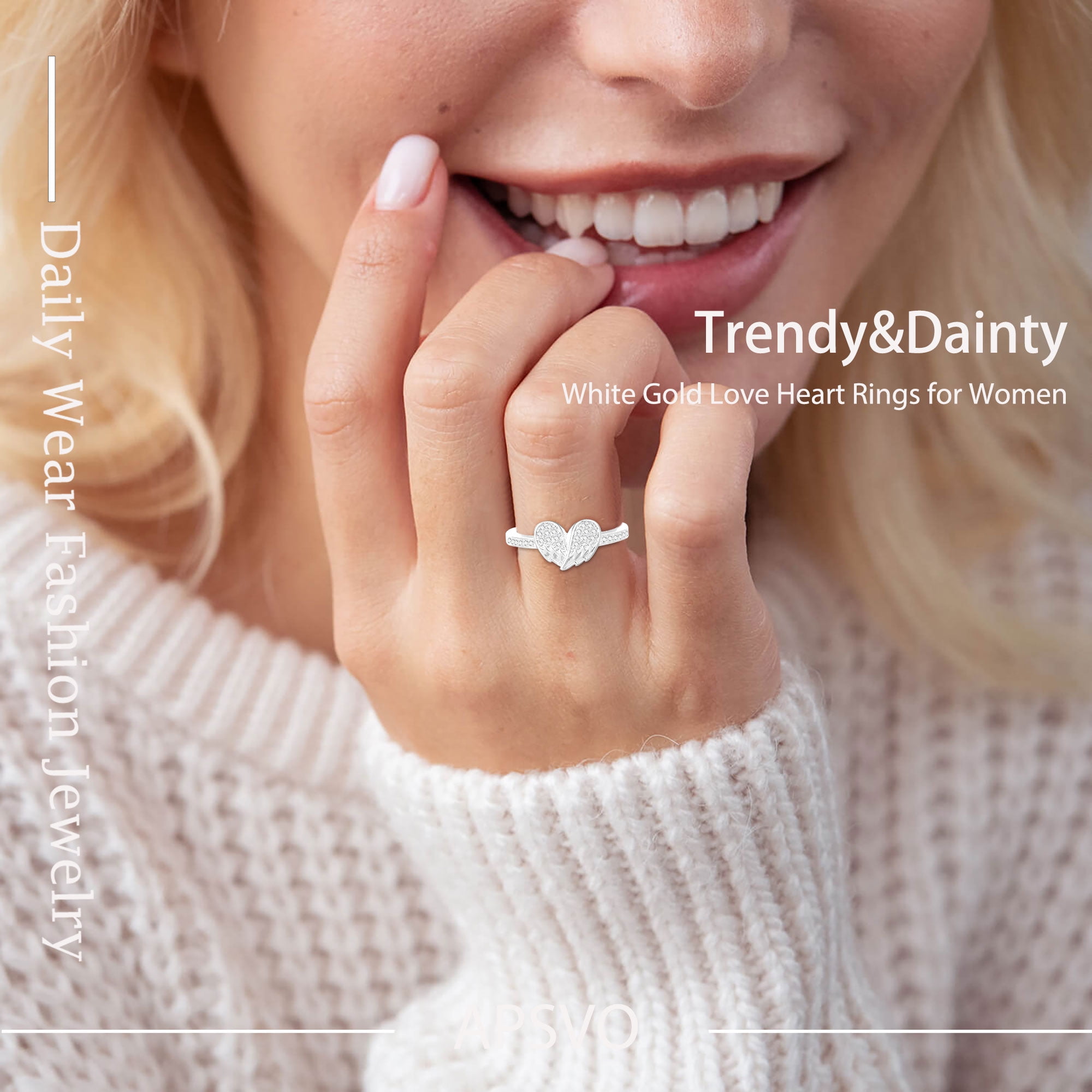 APSVO S925 Sterling Silver Plated Love Heart Rings for Women CZ Eternity Promise Wedding Band Engagement Rings Birthday Mothers Day Jewelry Gifts Her Teen Wife Mom Girlfriend Ideas - Image 5
