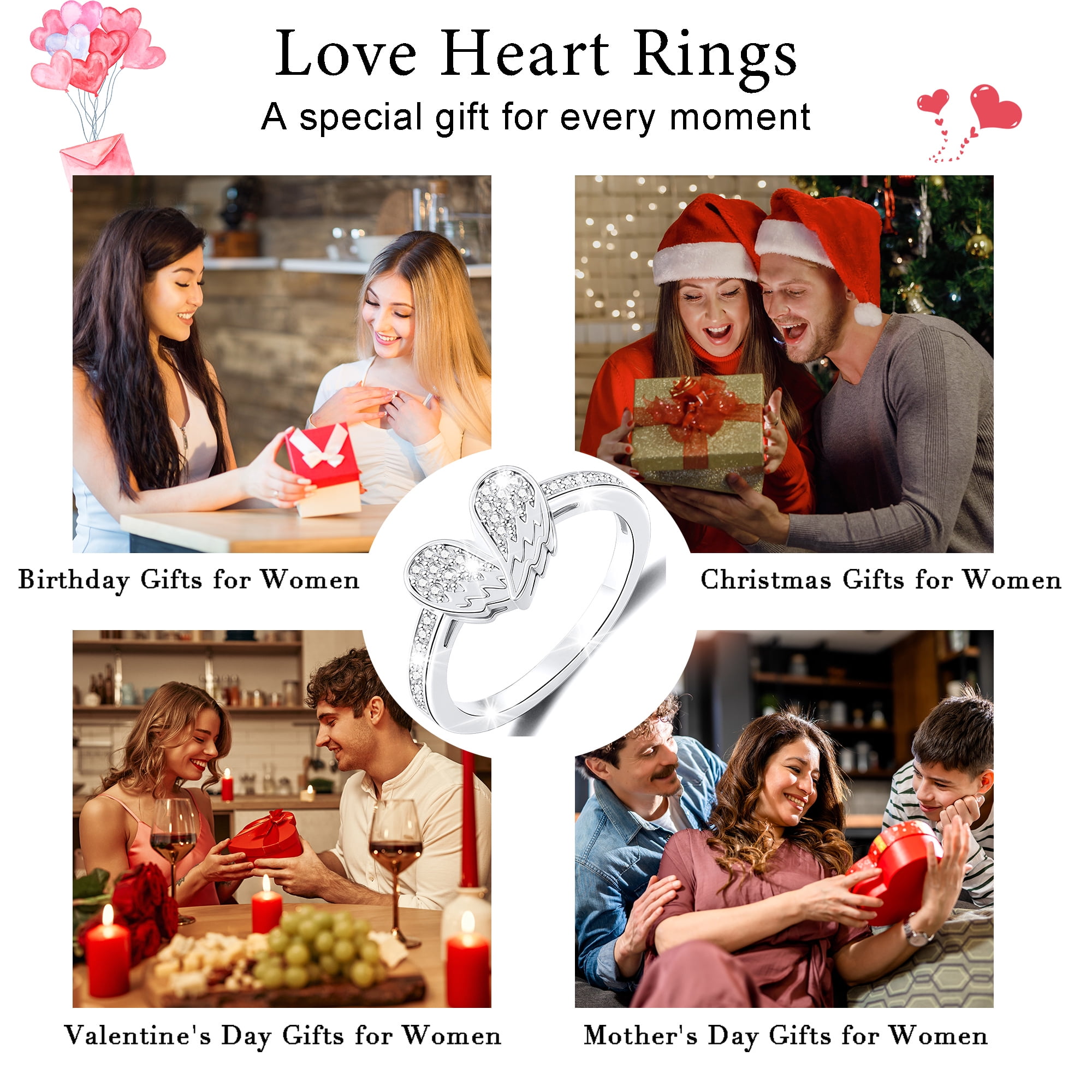 APSVO S925 Sterling Silver Plated Love Heart Rings for Women CZ Eternity Promise Wedding Band Engagement Rings Birthday Mothers Day Jewelry Gifts Her Teen Wife Mom Girlfriend Ideas - Image 4