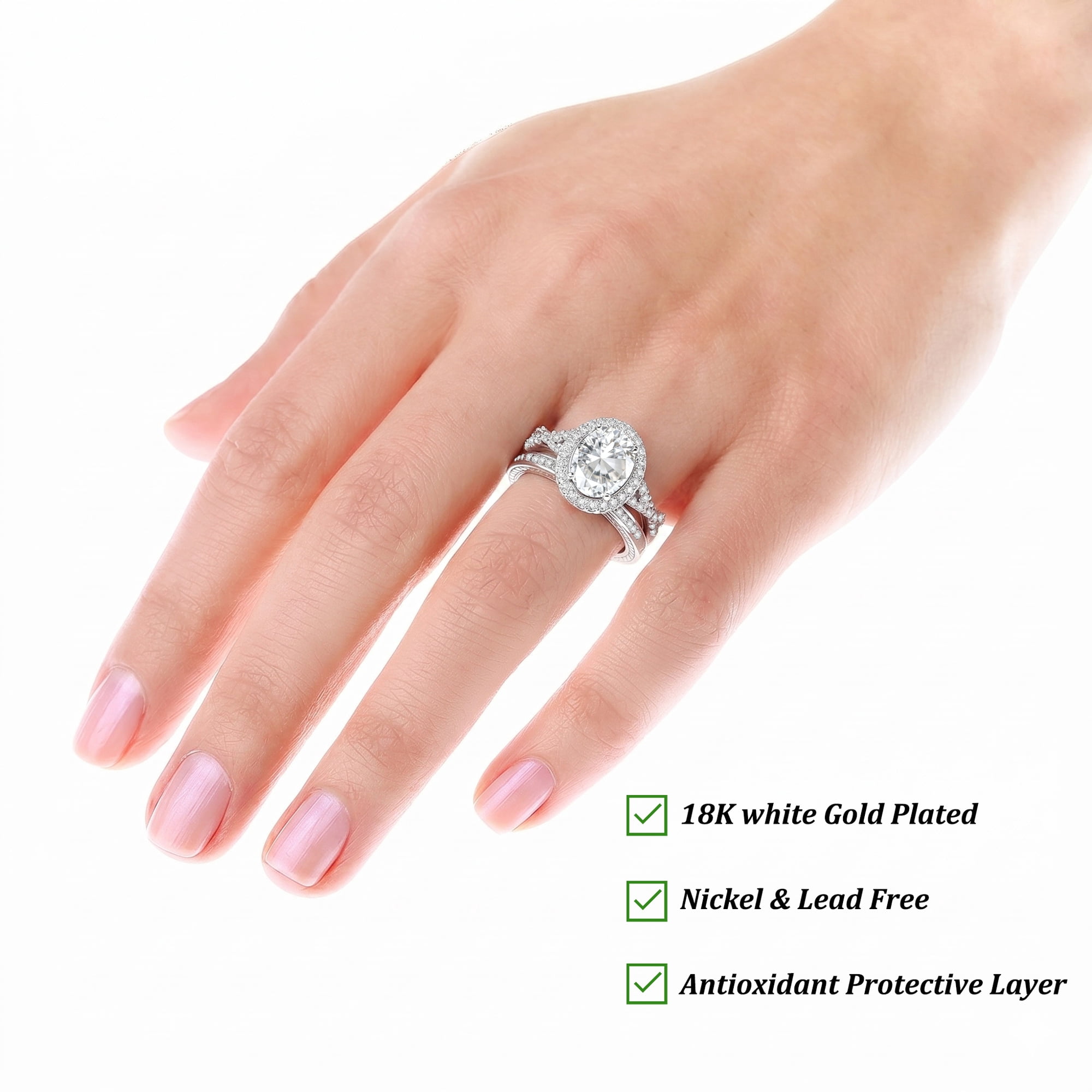 APSVO S925 Sterling Silver Plated Oval Wedding Rings for Women CZ Eternity Promise Band Engagement Rings Set Birthday Mothers Day Jewelry Gifts Her Mom Wife Girlfriend Adults Ideas - Image 5