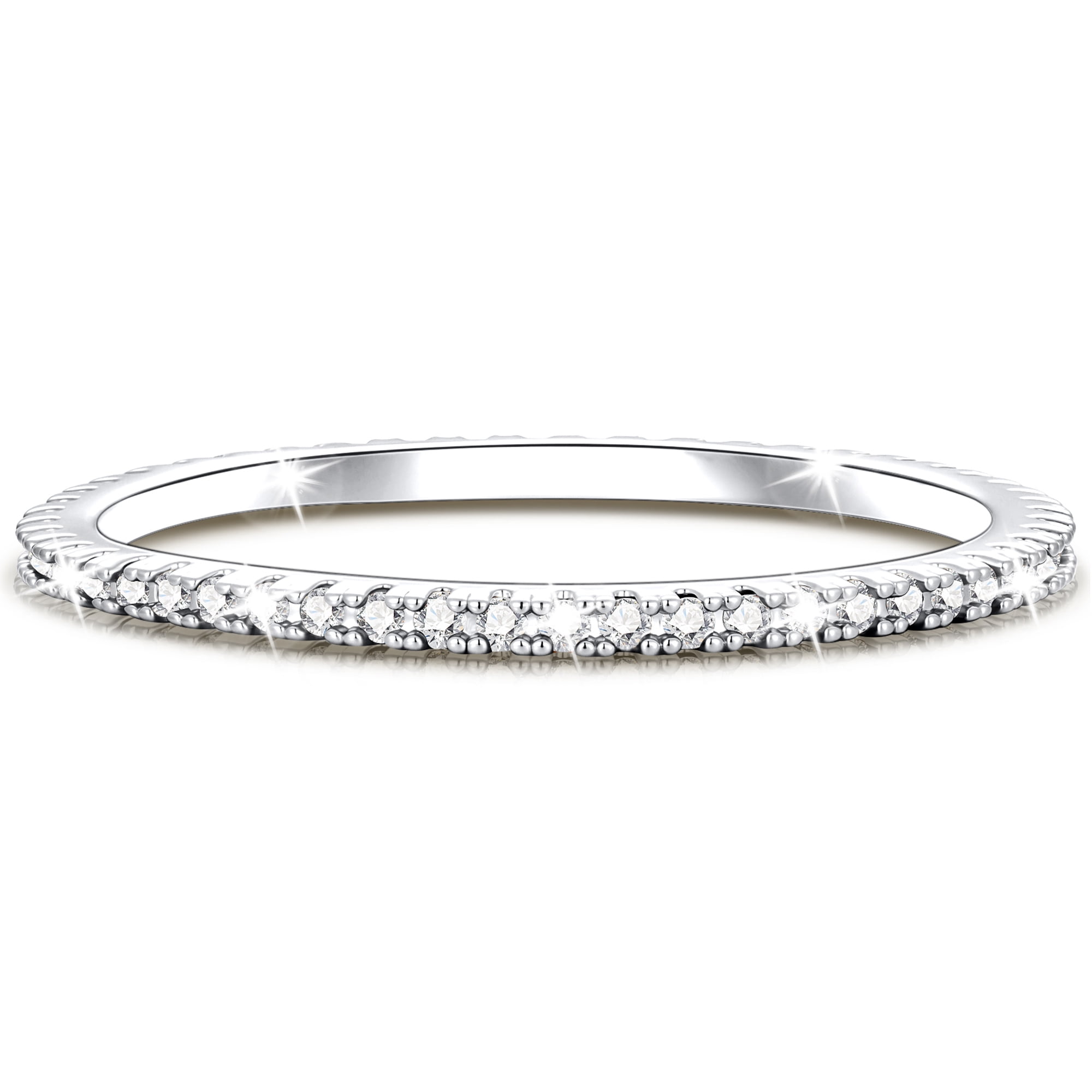 APSVO S925 Sterling Silver Plated Rings for Women Girls CZ April Birthstone Ring with Crystal Eternity Promise Band Birthday Graduation Jewelry Gifts Teen Mom Her Wife Lady Kids Ideas