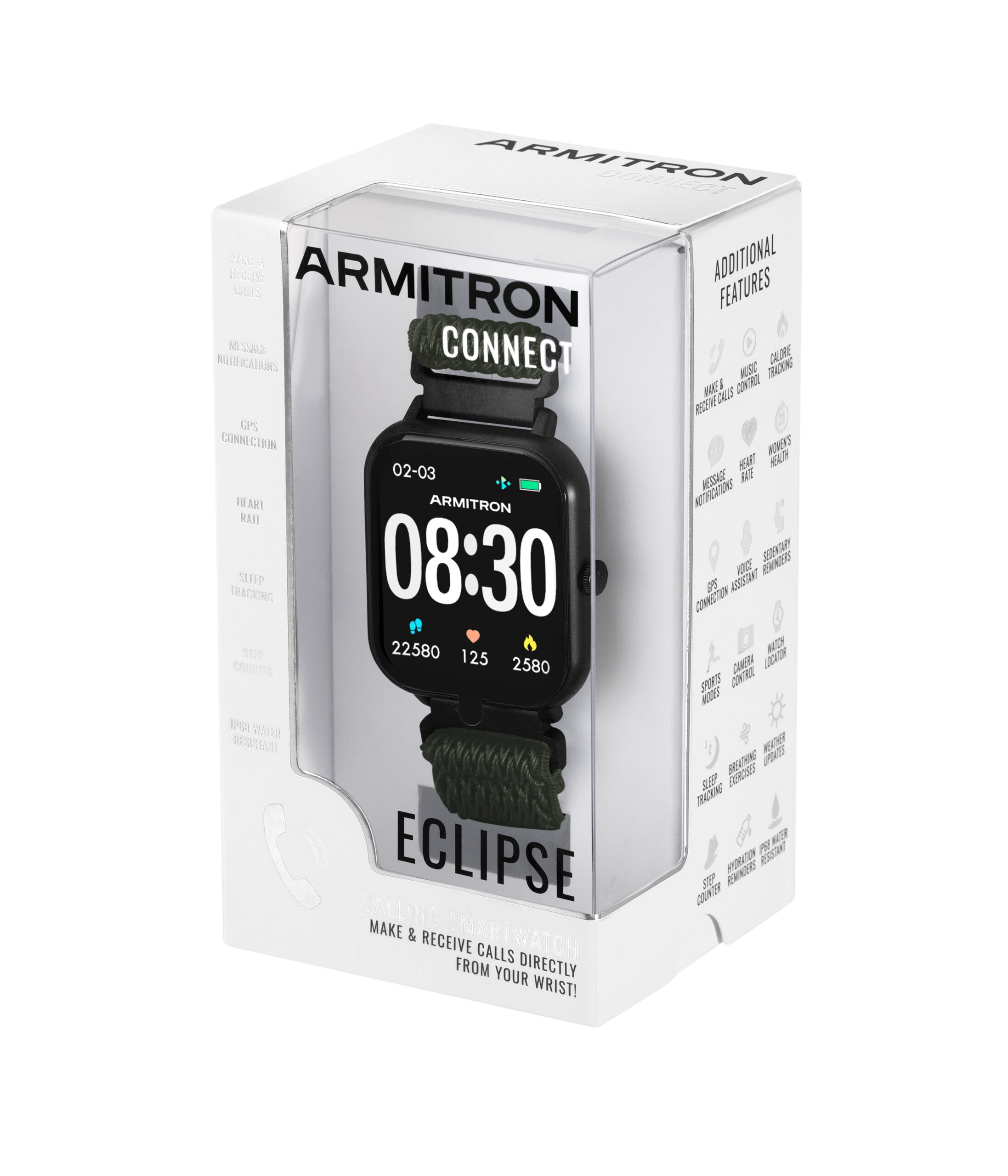 Armitron Eclipse Adult 45mm w/Voice Assistant & Backlight Smart Watch w/Charging Cable, Watch Band, Black - Image 3