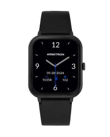 Armitron Eclipse Adult 45mm w/Voice Assistant & Backlight Smart Watch w/Charging Cable & Watch Band, Black