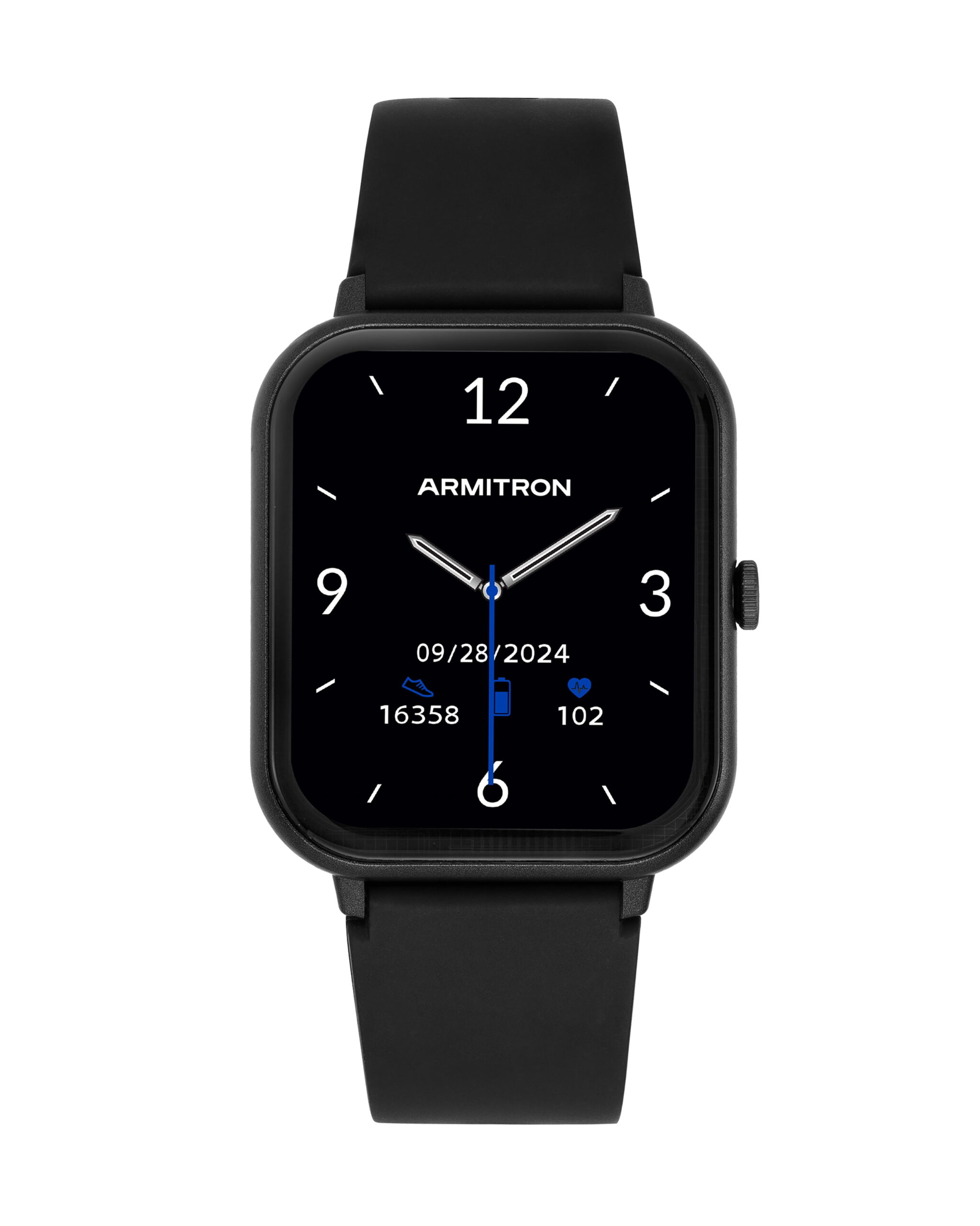 Armitron Eclipse Adult 45mm w/Voice Assistant & Backlight Smart Watch w/Charging Cable & Watch Band, Black