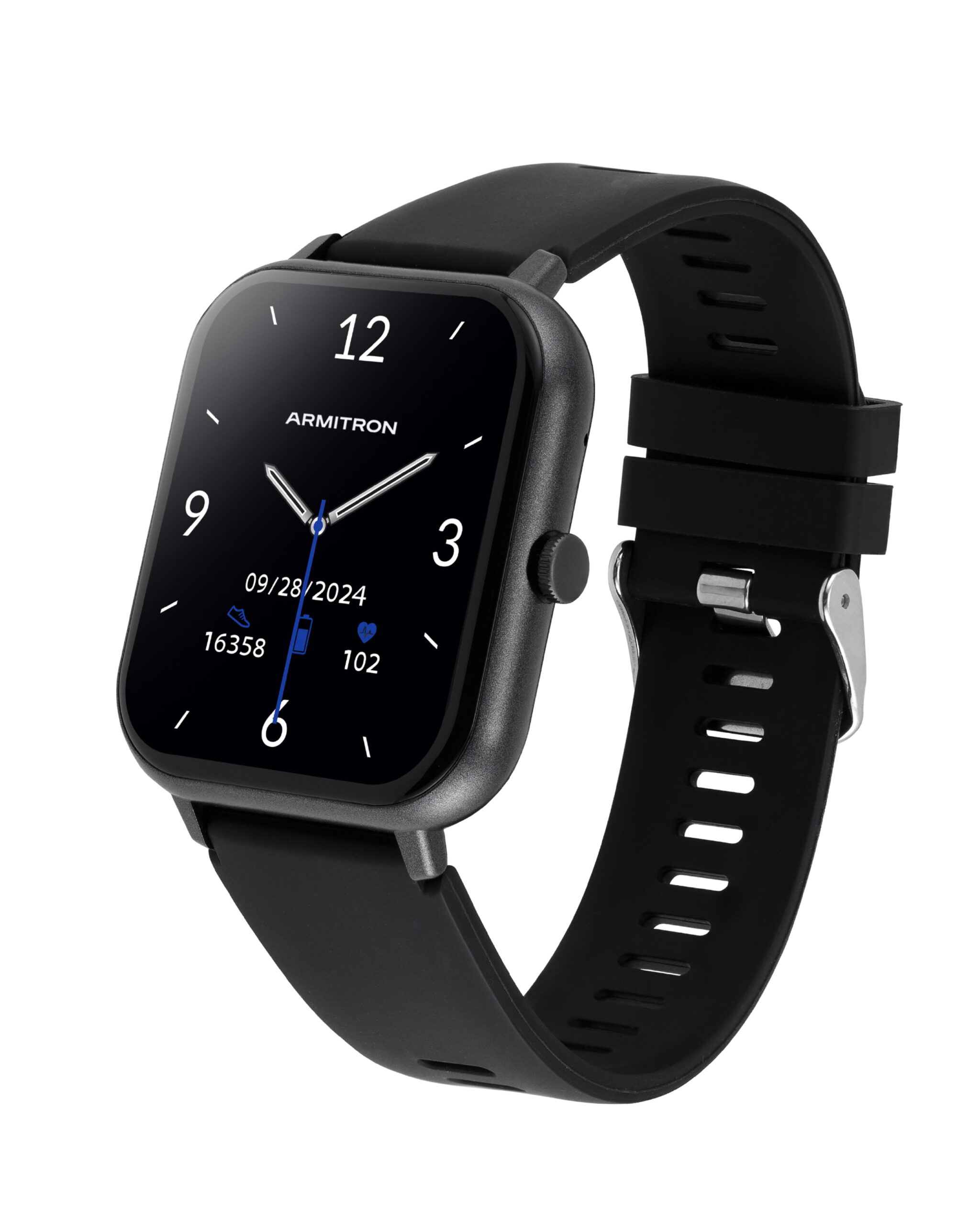 Armitron Eclipse Adult 45mm w/Voice Assistant & Backlight Smart Watch w/Charging Cable & Watch Band, Black - Image 2