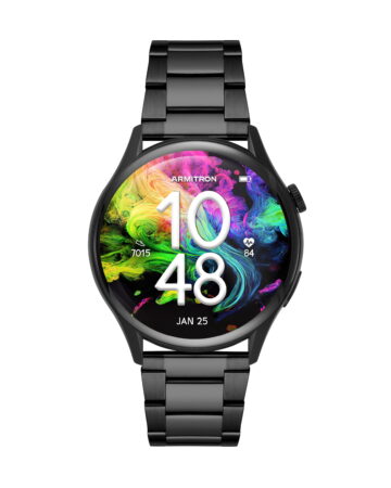 Armitron Quantum Adult 45mm w/Voice Assistant & Backlight Smart Watch w/Quick Release Band & Charging Cable, Black