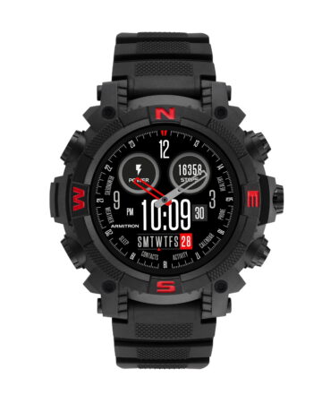 Armitron Sync Adult 53mm w/Voice Assistant & Backlight Smart Watch w/Charging Cable & Watch Band, Black