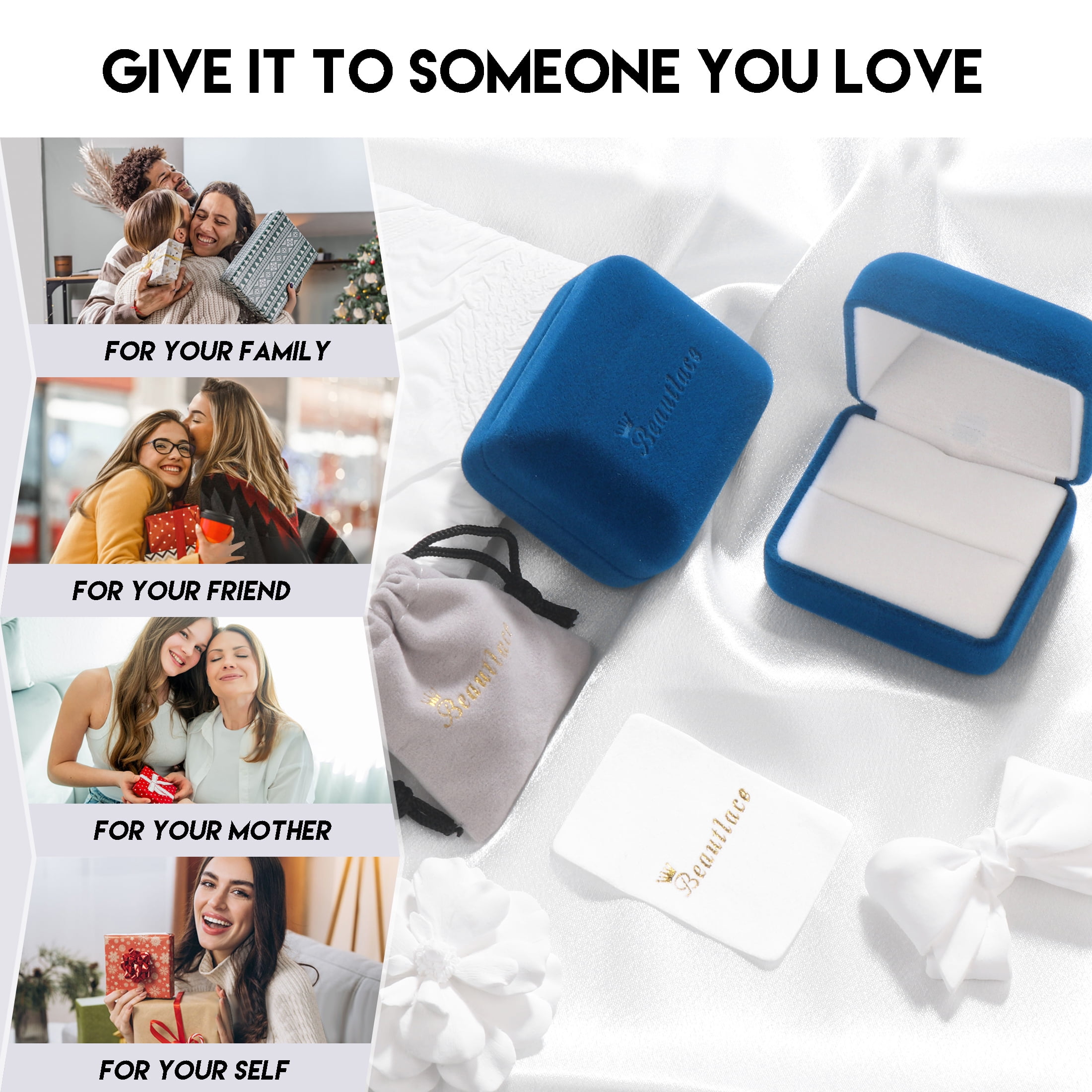 Beautlace Heart Birthstone Halo Ring,Butterfly 925 Sterling Silver Adjustable Birthstone Open Band Rings Birthday Christmas Valentines Jewelry Gifts for Women Mom-December - Image 2