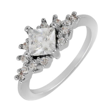 Believe in Brilliance Women's Fine Silver Plate with AAA Cubic Zirconia Engagement Ring Size 6