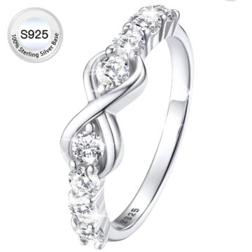 Bestyle Created Diamond Engagement Rings for Women Pure 925 Sterling Silver Infinity Promise Wedding Band Birthday Anniversary Graduation Gifts Size 4-12