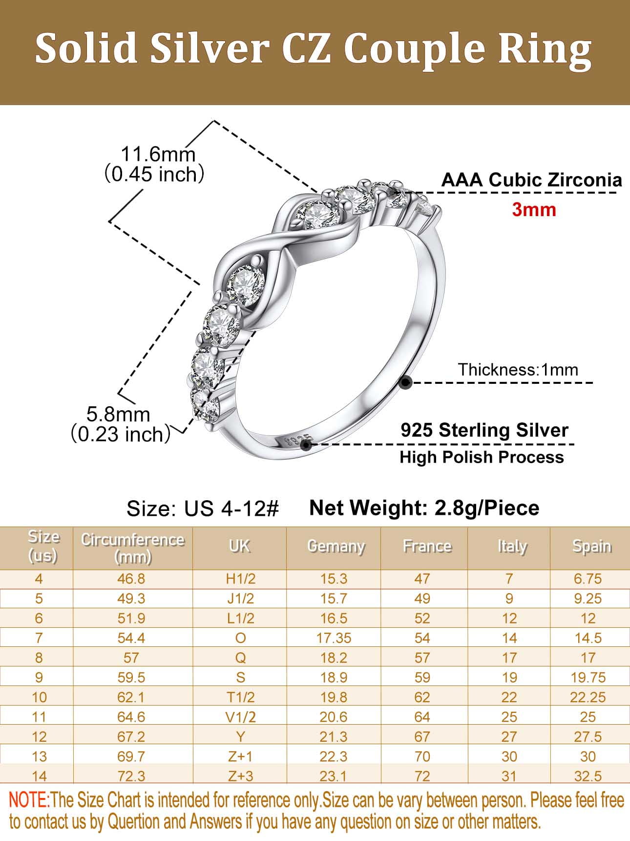 Bestyle Created Diamond Engagement Rings for Women Pure 925 Sterling Silver Infinity Promise Wedding Band Birthday Anniversary Graduation Gifts Size 4-12 - Image 2