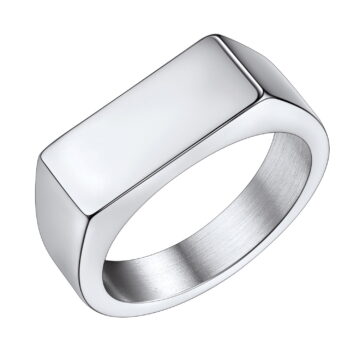 Bestyle Stainless Steel Signet Ring for Men Women Chunky Heavy Dome Band Ring Statement Thumb Pinky Ring Jewelry Gift for Dad Son Boyfriend Size 9