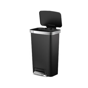 Better Homes & Gardens Kitchen Trash Can, 11.9 Gallon Plastic Step Garbage Bin with Soft Close Lid, Black
