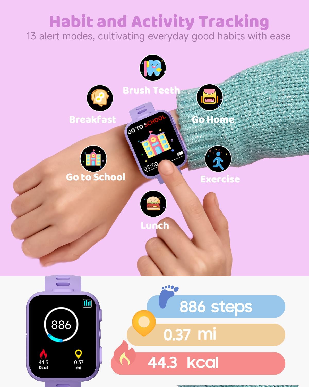 BIGGERFIVE Smart Watch for Kids with Dual Cameras, 30 Puzzle Games, Video & Music Player, Audiobooks, Flashlight, Pedometer, Calculator, Educational Toys Birthday Gifts for Boys Girls Ages 4-10 Blue - Image 5