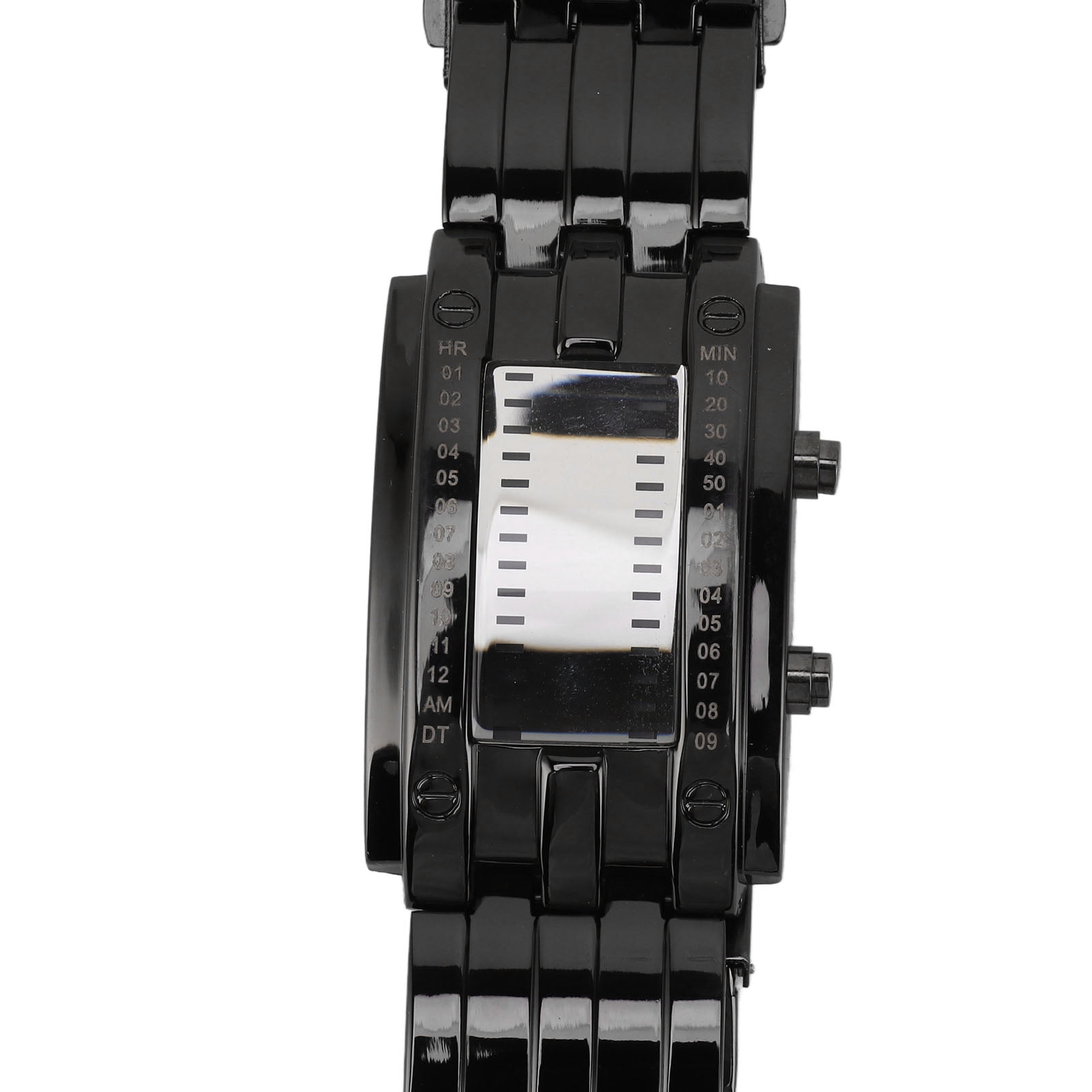 BIMZUC Dual Line Digital Binary Wristwatch with Blue LED Light, Large Black Alloy Case Fashion Watch for Students and Couples, Includes CR2032 Battery (1.97 inches / 5 cm Width) - Image 4