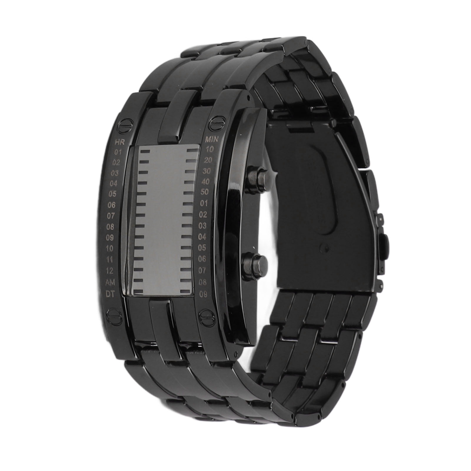 BIMZUC Dual Line Digital Binary Wristwatch with Blue LED Light, Large Black Alloy Case Fashion Watch for Students and Couples, Includes CR2032 Battery (1.97 inches / 5 cm Width) - Image 3
