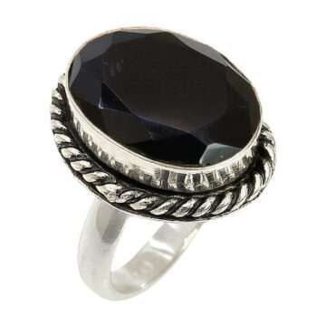 Black Onyx Gemstone Ring for Women Sterling Silver Handmade Jewelry Oval Cut Stone Healing Crystal Statement Ring Size US 8