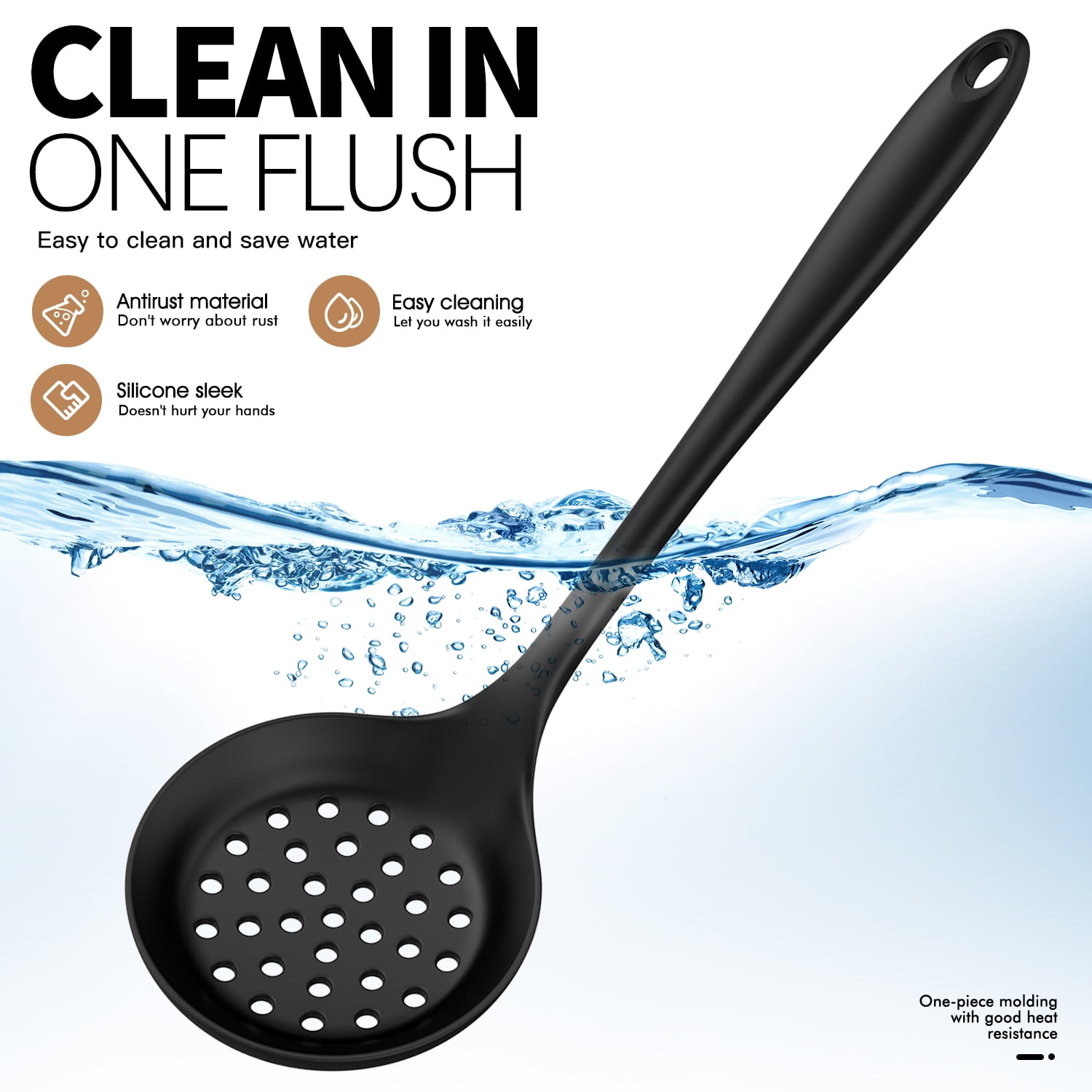 Black Silicone Cooking Utensils Set - 446°F Heat Resistant Kitchen Utensils,Turner Tongs,Spatula,Spoon,Brush,Whisk,Kitchen Utensil Gadgets Tools Set for Nonstick Cookware,Dishwasher Safe (BPA Free) - Image 4