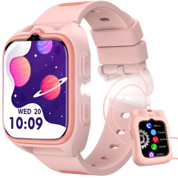 Blackview Kids Smart Watch for Boys Girls, 1.75" HD Touch Screen, 32 Educational Games, Music Player, Habit Tracker, Pedometer, IP68 Waterproof, Alarm Calculator, Gift Idea (Pink)