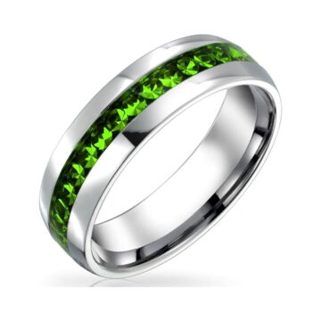 Bling Jewelry Womens Mens Stainless Crystal Eternity Band Ring Silver Toned
