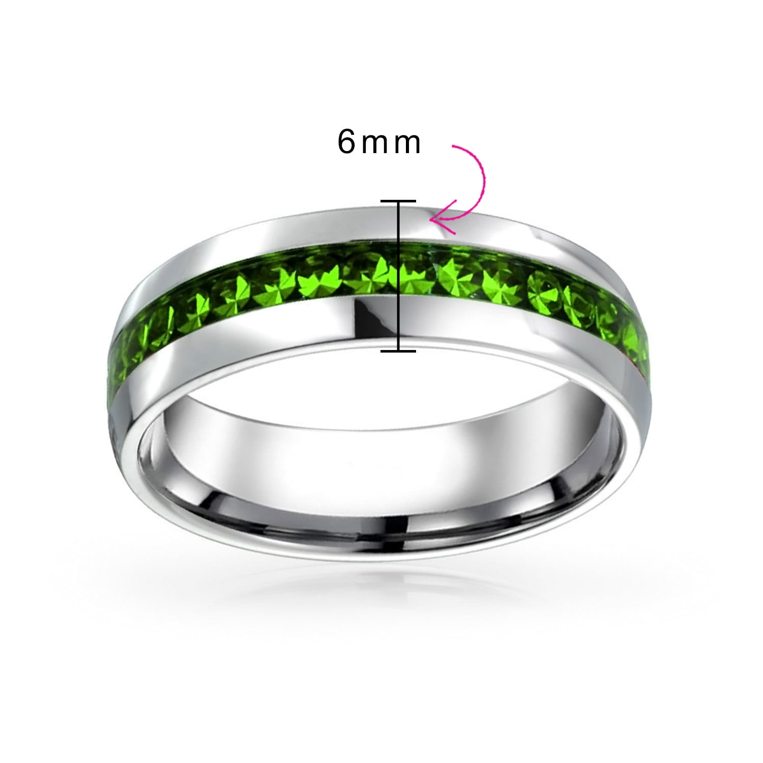 Bling Jewelry Womens Mens Stainless Crystal Eternity Band Ring Silver Toned - Image 2