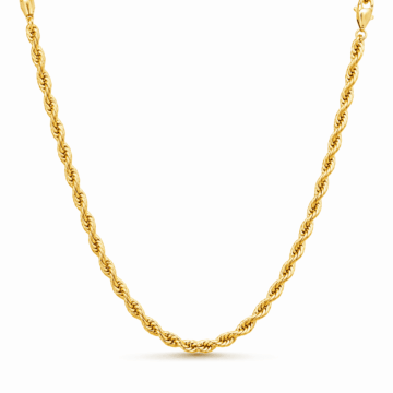 Bling Trax 14K Gold Filled Rope Chain Necklace, Cadena de Oro 3.8mm Diamond Cut Gold Chain for Men and Women, 24 Inch