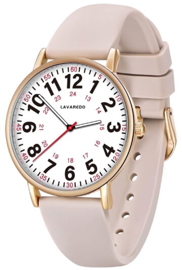 Bomieux Watch for Women Nurse Watch for Doctors Luminous Easy Read Dial,12/24 Hours with Second Hand,Silicone Band,Waterproof Watch gift for Women