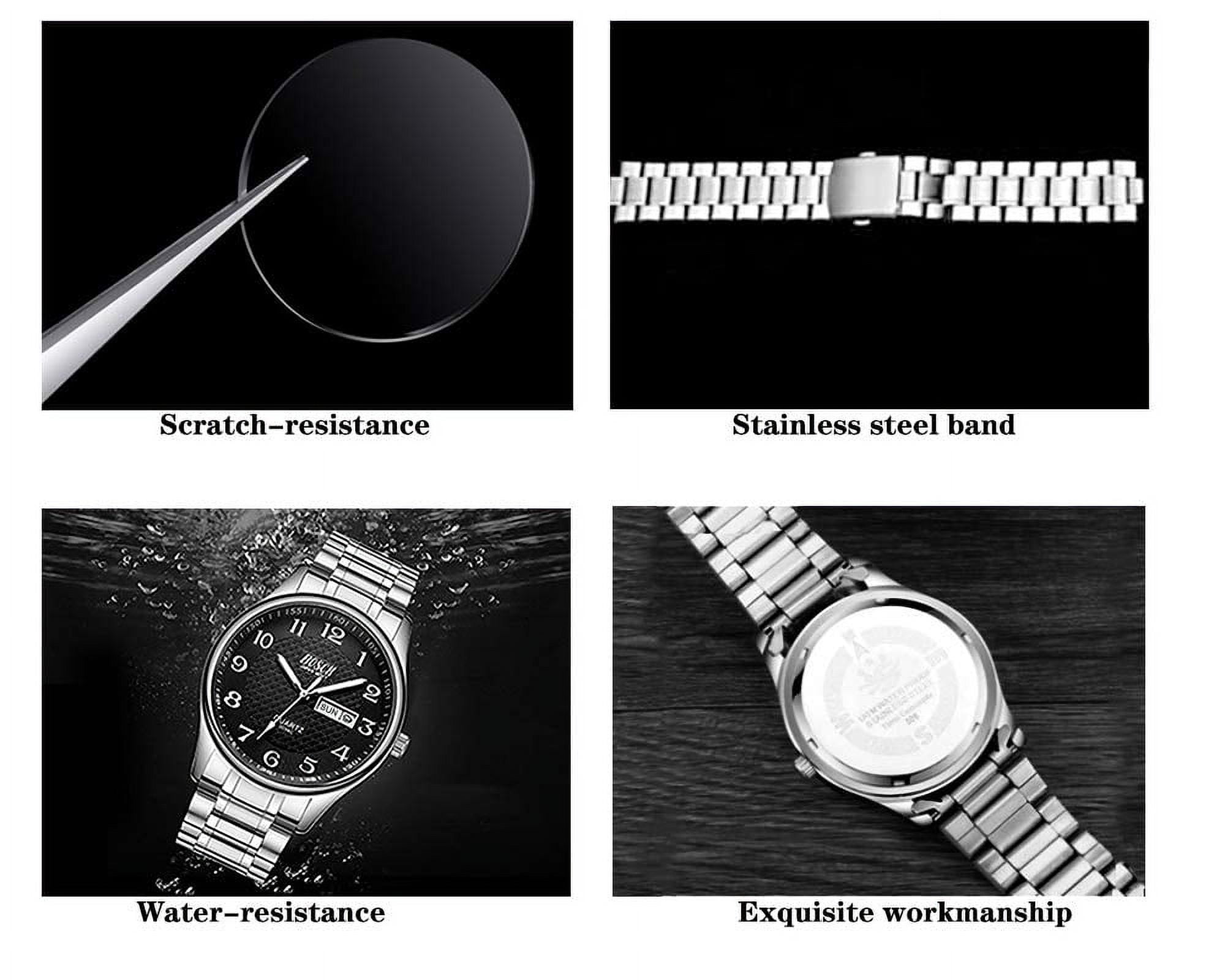 BOSCK Analog Mens Watch,40mm Easy Read Auto Date and Day Stainless Steel Business Watch for Men,30M Waterproof Sports Mens Wrist Watches - Image 3