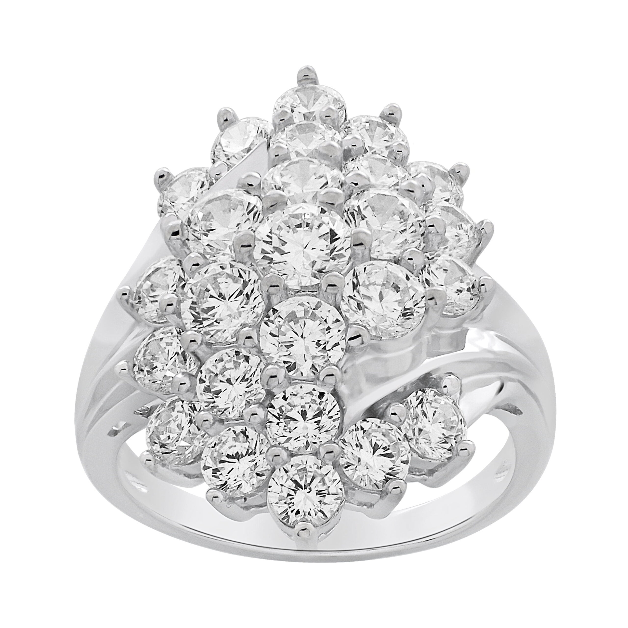 Brilliance Fine Jewelry 925 Sterling Silver Simulated White Diamond Cocktail Ring - Image 3
