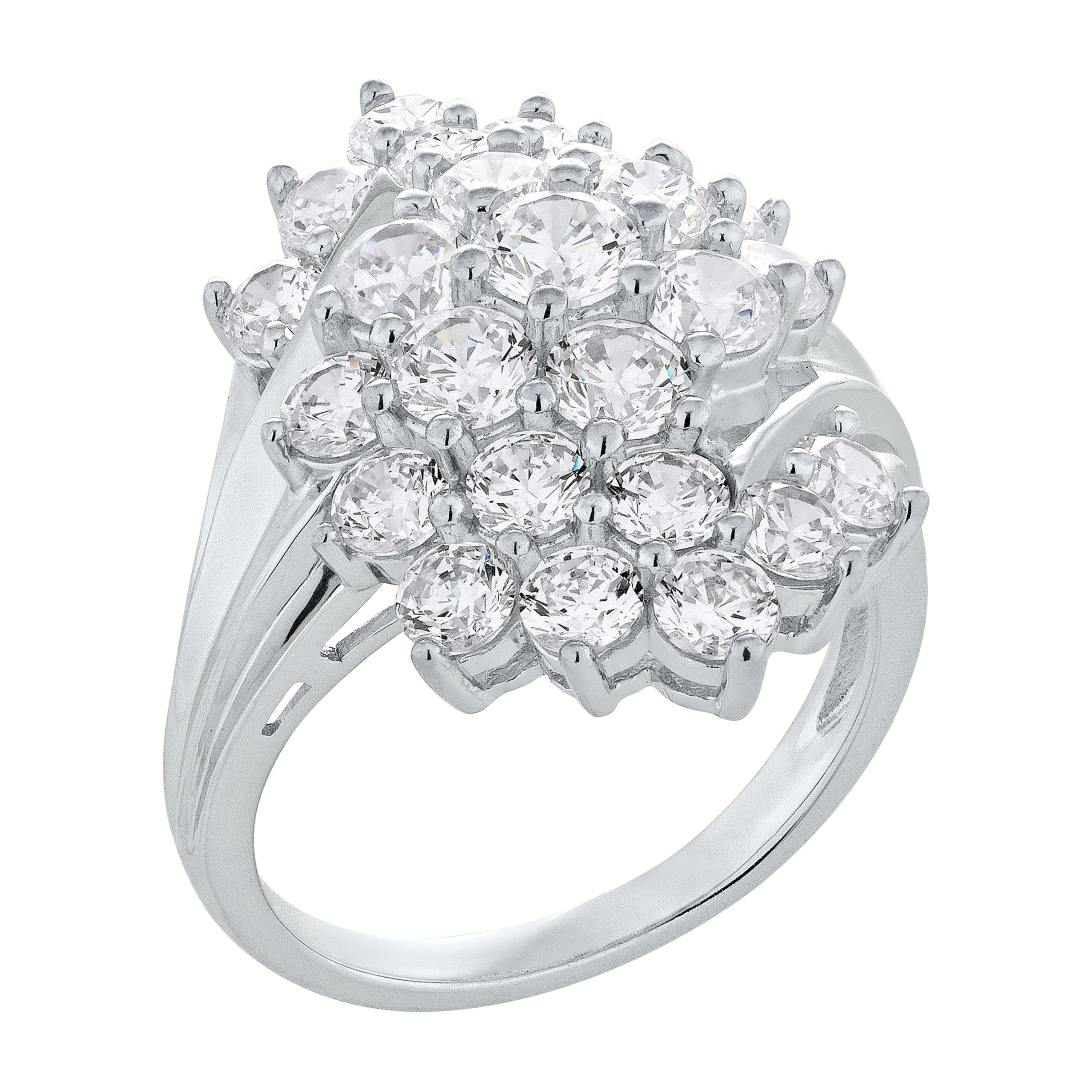 Brilliance Fine Jewelry 925 Sterling Silver Simulated White Diamond Cocktail Ring - Image 2