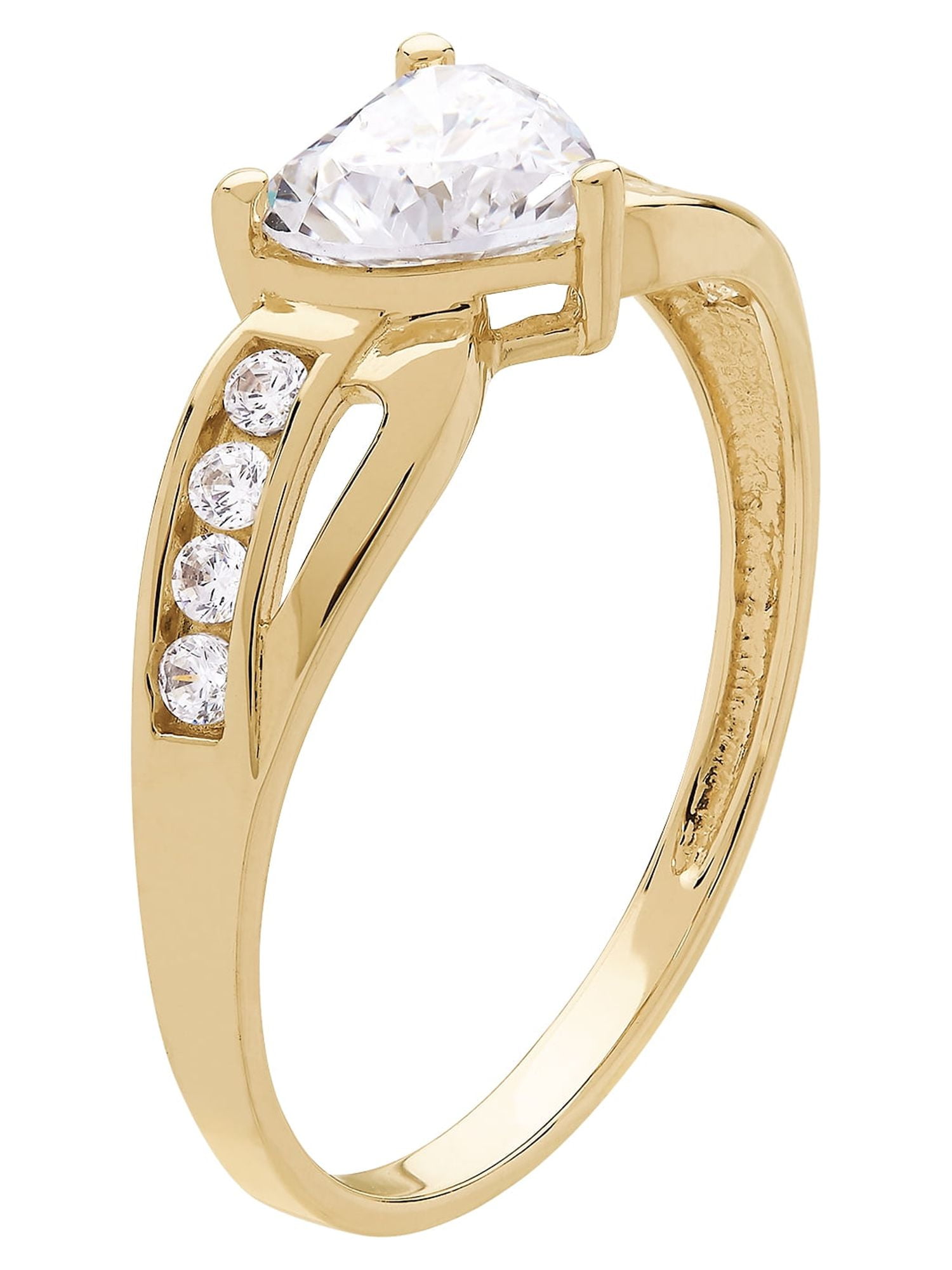 Brilliance Fine Jewelry Cubic Zirconia Heart Ring in 10K Yellow Gold,Size 8 - Image 4