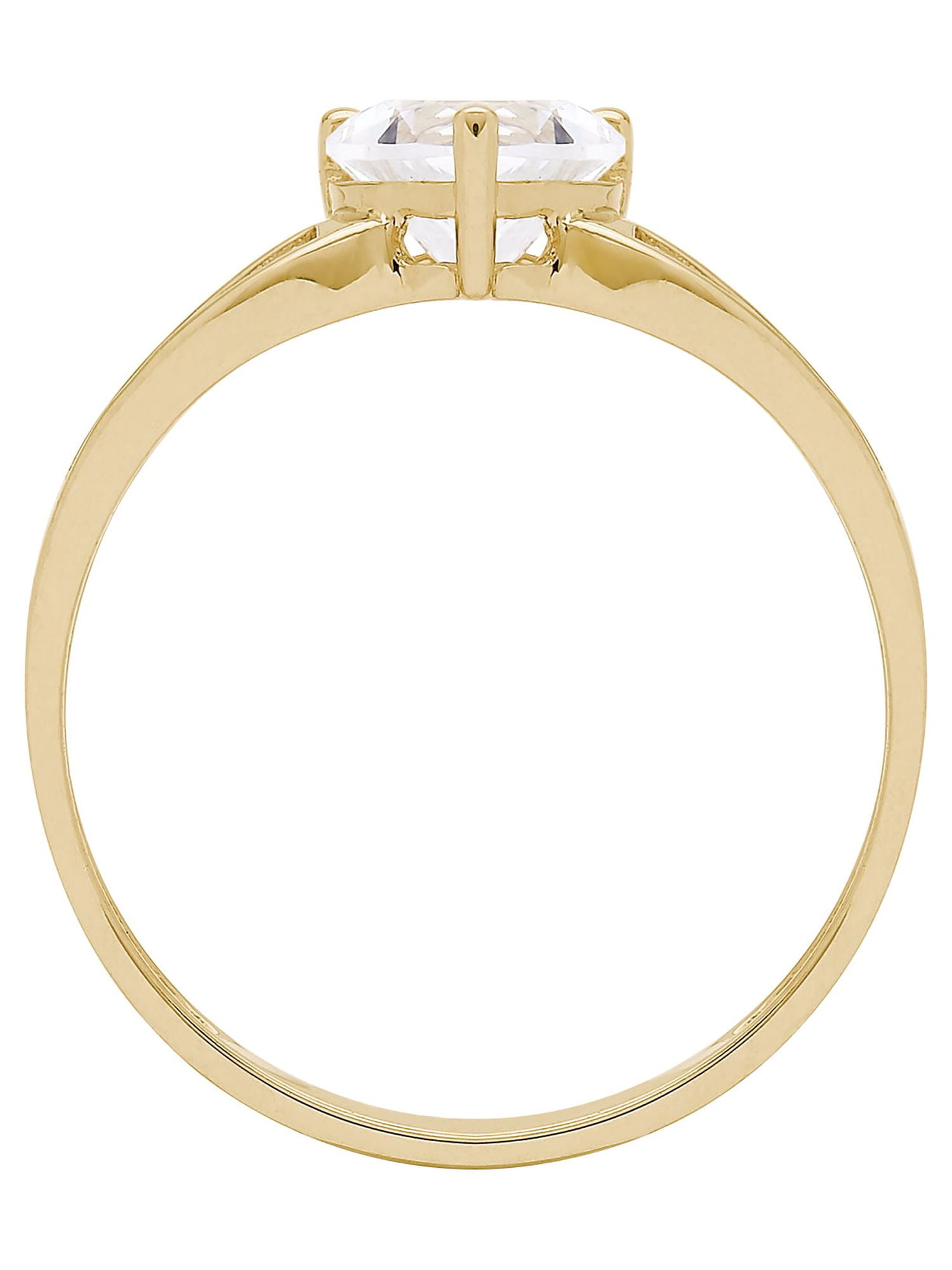 Brilliance Fine Jewelry Cubic Zirconia Heart Ring in 10K Yellow Gold,Size 8 - Image 3