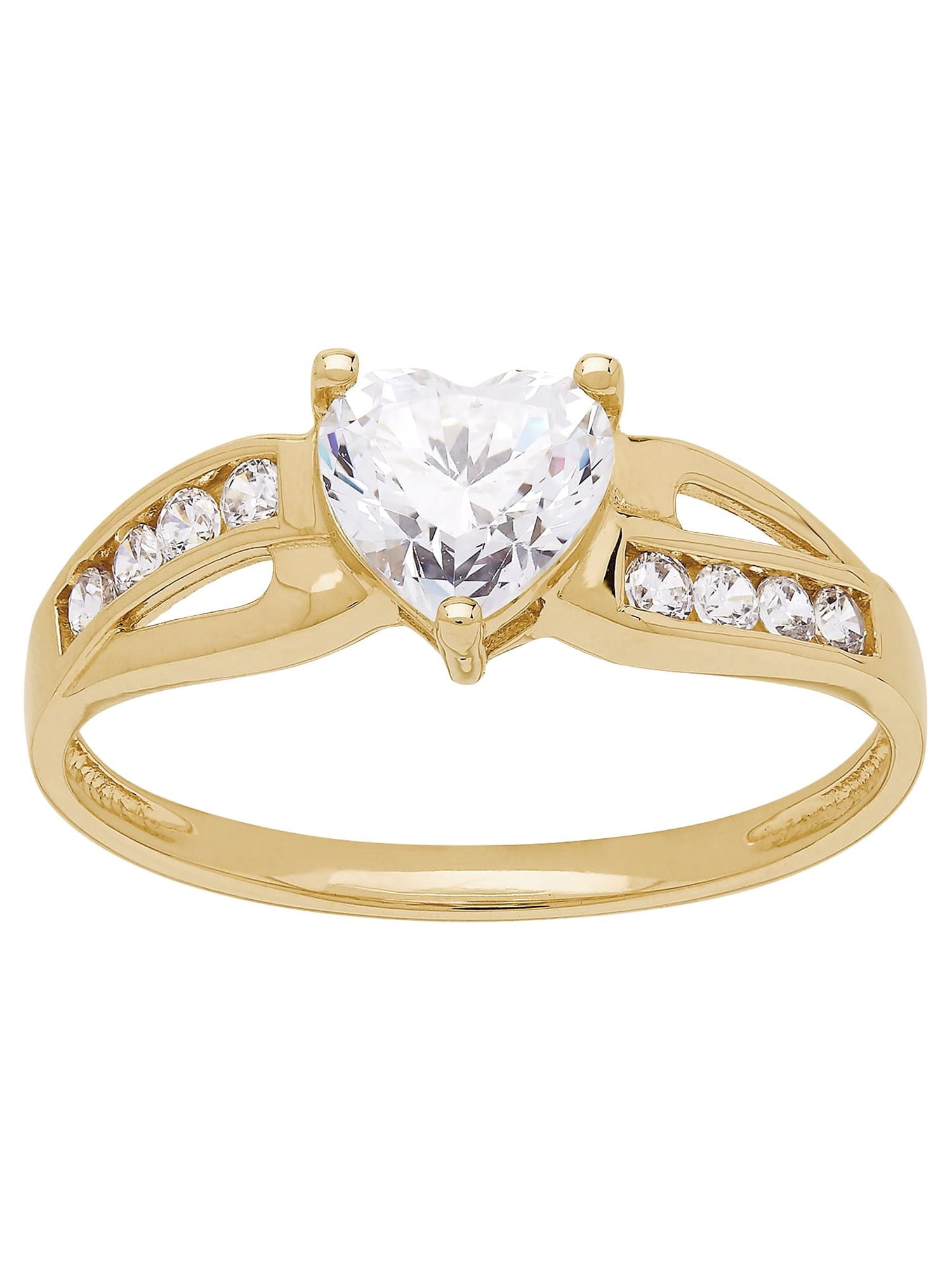Brilliance Fine Jewelry Cubic Zirconia Heart Ring in 10K Yellow Gold,Size 8 - Image 2
