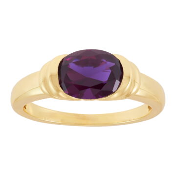 Brilliance Fine Jewelry Oval Simulated Amethyst Ring in Sterling Silver and 14KT Gold Plate