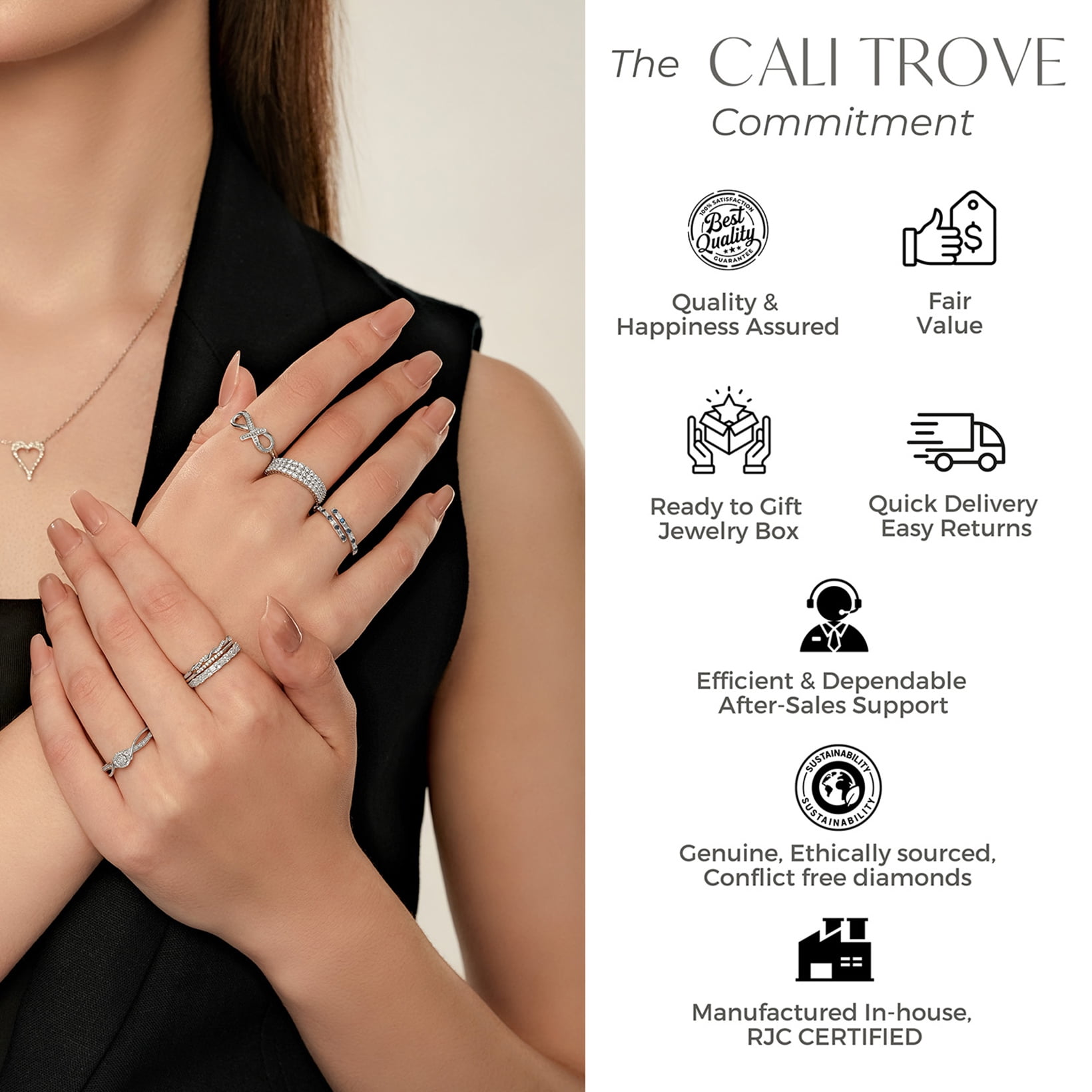 Cali Trove 1/6 Ct Natural Diamond Promise Ring for Women 14K Yellow Gold Vermeil Round Cluster Split Shank Jewelry Gift for Her - Image 4