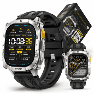 Carbinox Edge Smart Watch Rugged, 1.96″ AMOLED, Stainless Steel, IP69K/5ATM Fitness trackers, Bluetooth Calls, Android Phones iOS (Silver)