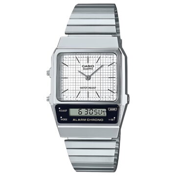 Casio AQ800E-7A Men's Vintage Stainless Steel Band Analog Digital Alarm Chronograph Watch