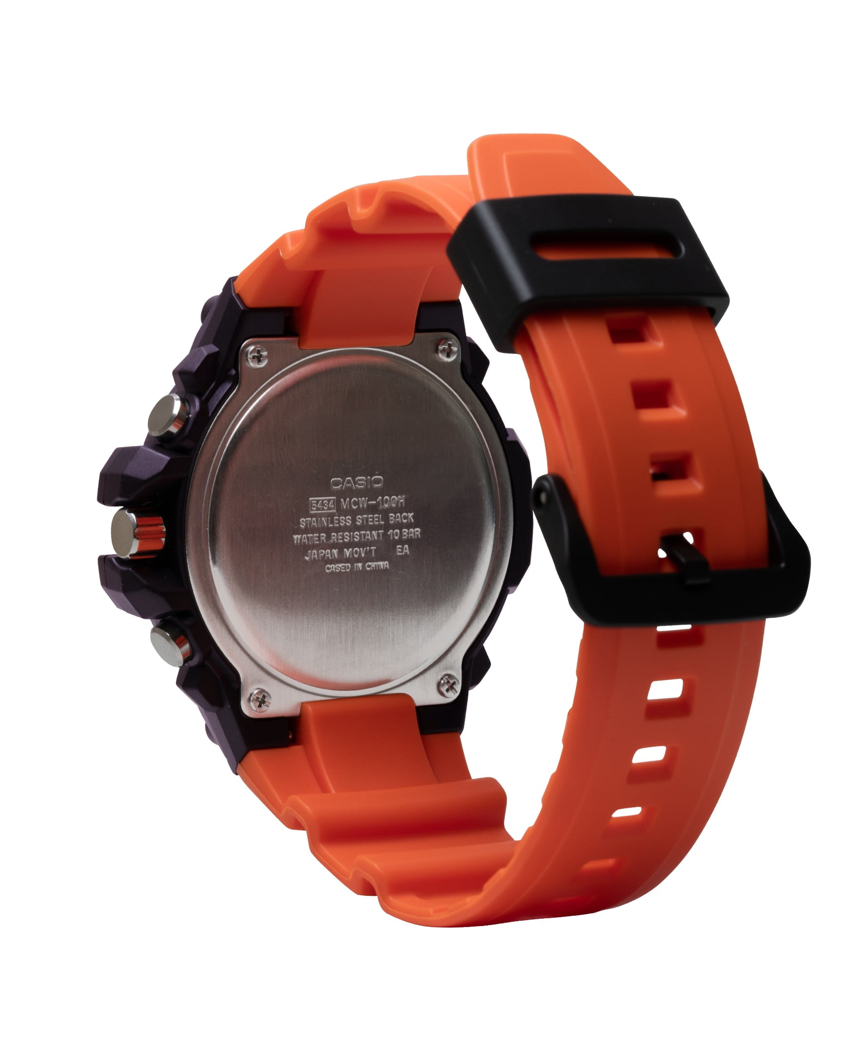 Casio Men's Black/Orange Chronograph Analog Watch MCW100H-4AV - Image 5