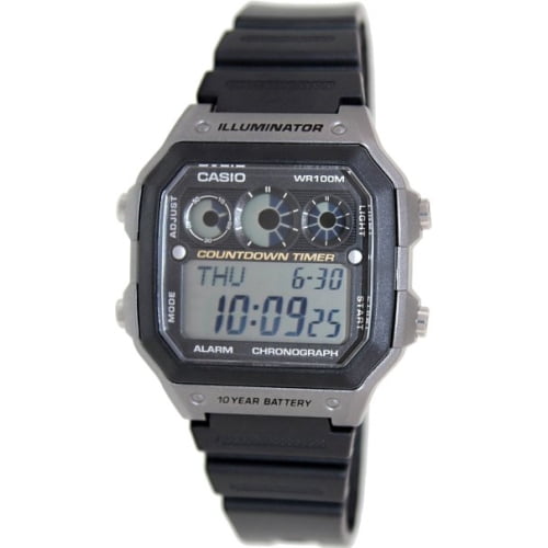 Casio Men's Classic Digital Watch with Black Resin Strap with Grey Accents - Image 3