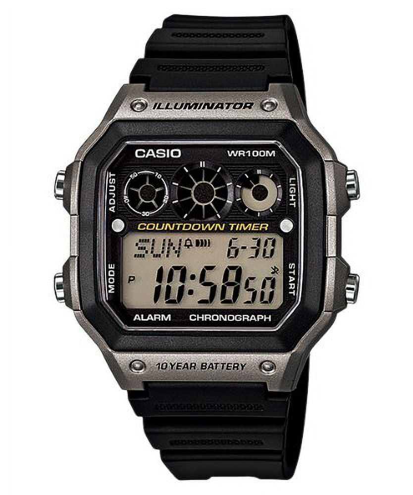 Casio Men's Classic Digital Watch with Black Resin Strap with Grey Accents - Image 2