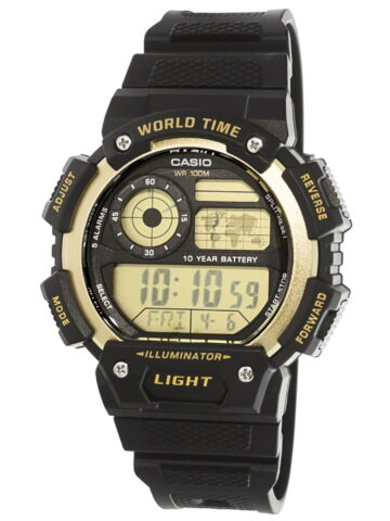 Casio Men's Classic Digital World Time Watch, Black/Gold - AE1400WH-9AV