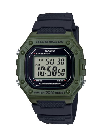Casio Men's Large Case Digital Sport Watch - Black/Green W218H-3A
