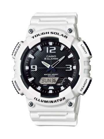 Casio Men's Solar Sport Combination Watch, White Glossy Resin Strap AQS810WC-7AVCF