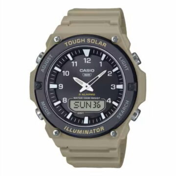 Casio Men's Tan Solar Powered Analog-Digital 100mm Casual Watch AQS820W-5AV